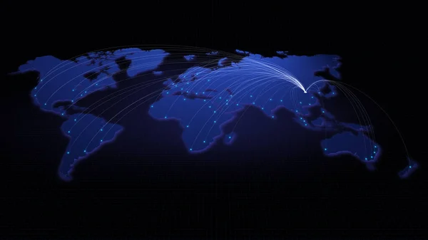 从中国北京到世界其他主要城市的全球连通性 技术和网络连接 贸易和旅行的概念 美国航天局提供的这一片段的世界地图要素 — 图库照片