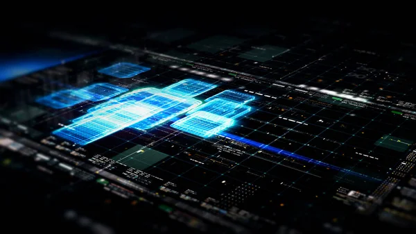 İşlemci matrisi hologram tahtası dijital soyut arkaplan görüntüsü