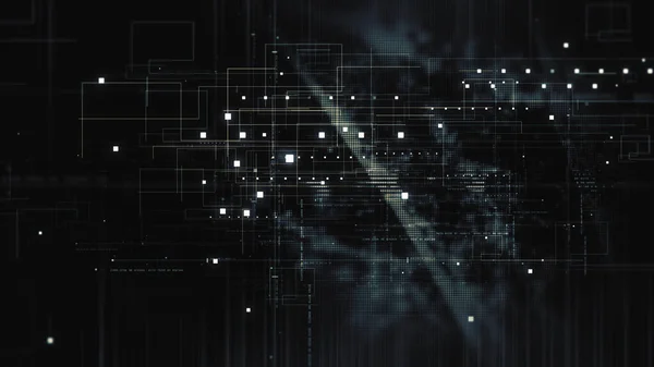 三维渲染数字矩阵颗粒网格虚拟现实抽象网络空间环境背景 — 图库照片
