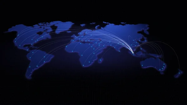 Globalne Połączenie Singapuru Innych Dużych Miast Całym Świecie Technologia Połączenia — Zdjęcie stockowe