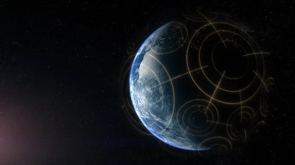 Rendering Futuristisch Digitaal Gegenereerde Holografische Planeet Aarde Voor Head Display — Stockfoto