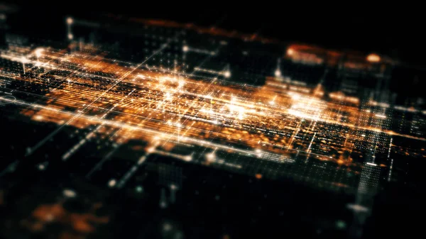 Matriz Abstracta Movimiento Generado Digital Futurista Entorno Cibernético Simulación Inteligente —  Fotos de Stock