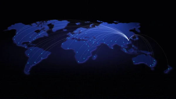 Глобальная Связь Между Шанхаем Другими Крупными Городами Мира Технология Сетевое — стоковое фото