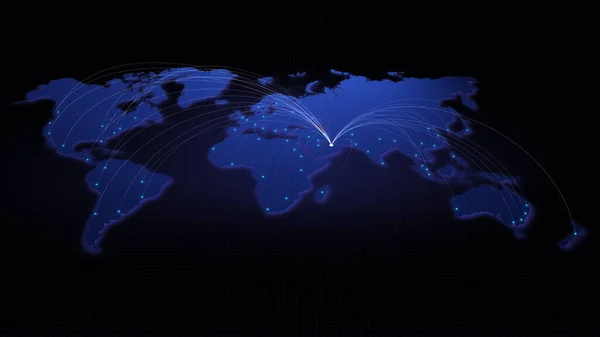 Globalne Połączenie Dubajem Innych Dużych Miast Całym Świecie Technologia Połączenie — Zdjęcie stockowe