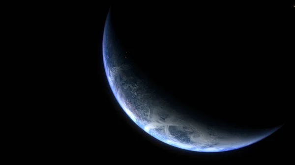 Filmisk Rendering Illustration Planeten Jorden Stiger Rotation Rör Sig Från — Stockfoto