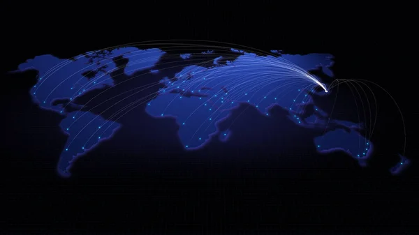 Conectividad Global Desde Tokio Japón Otras Ciudades Importantes Todo Mundo — Foto de Stock