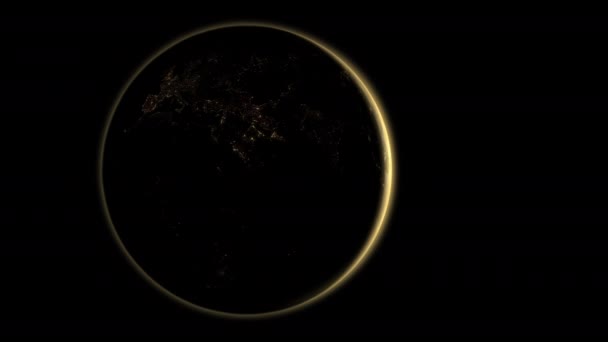 太陽を通過する惑星地球の魅惑的な動きのグラフィックビジュアルは 部分的に太陽の輝きを曖昧にする日食を引き起こします — ストック動画