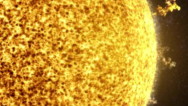 太陽フレアの激しいエネルギーを示すダイナミックなモーショングラフィックスは カスケードコロナ粒子の息をのむようなトレントを宇宙空間に放出します — ストック動画