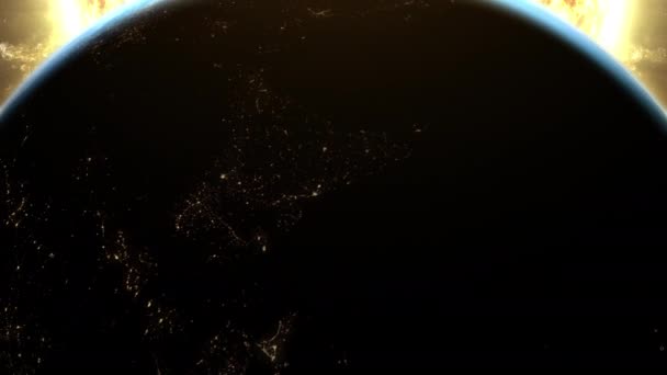 Cautivador Movimiento Gráfico Visual Del Planeta Tierra Pasando Por Sol — Vídeos de Stock