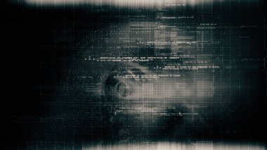 Gelişmiş hareket soyut dijital oluşturulmuş matris siber ortamı büyük veri analitik yapay zeka simülasyonu, baş yukarı ekran arkaplanı
