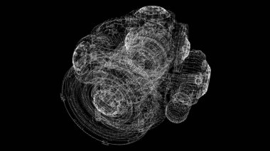 Fütüristik kullanıcı arayüzü, dijital arkaplan bilgisayar masaüstü ekranı için holografik elektromanyetik mekanik sistemi ve dijital veri telemetrisi bilgi görüntüsünü yukarı doğru görüntüler.