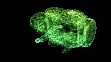 Fütüristik kullanıcı arayüzü, dijital arkaplan bilgisayar masaüstü ekranı için holografik elektromanyetik mekanik sistemi ve dijital veri telemetrisi bilgi görüntüsünü yukarı doğru görüntüler.