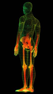 Gelecekteki baş ekran hareket elementi sanal biyomedikal holografik insan vücut taraması nörolojik inceleme, eksensel iskelet, omurga, DNA ve kalp taraması arka plan görüntüleme için