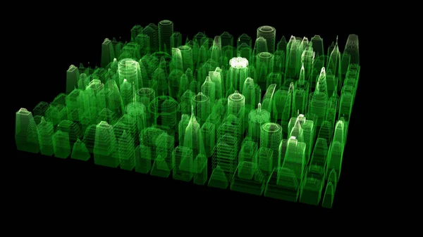 Rendering Digitaler Cyber City Partikel Hud Hintergrund — Stockfoto