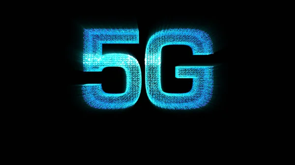 Geleceğin 3D görüntüleme, 3D illüstrasyon, holografik 5G simgesi dijital kablosuz yüksek hız hücresel ağ bağlantısı için beşinci yenilikçi nesil, yüksek hızlı internet genişbant ağı ve telgraf