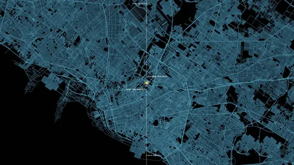 Futurystyczny Układ Cyfrowej Mapy Miasta Satelitarnym Wyszukiwaniem Współrzędnych Gps Śledzeniem — Zdjęcie stockowe