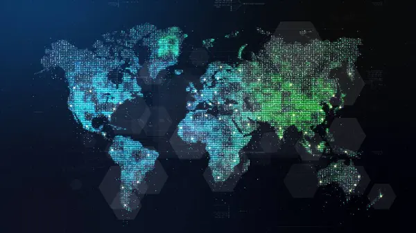 Futuristische Globale Kommunikation Über Breitband Internetverbindungen Zwischen Städten Auf Der — Stockfoto