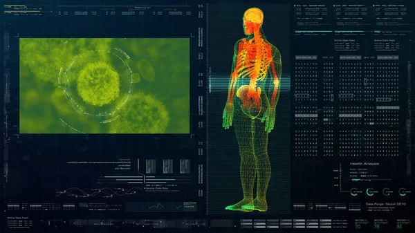 Futuristic Head Display Motion Element Virtual Biomedical Holographic Human Body — Stock Photo, Image