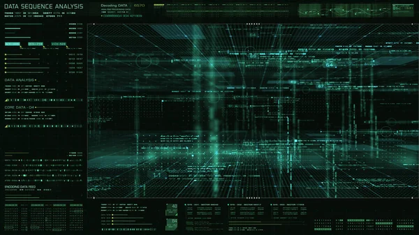 Secuencia Holográfica Futurista Datos Simulación Redes Neuronales Artificiales Análisis Inteligencia — Foto de Stock