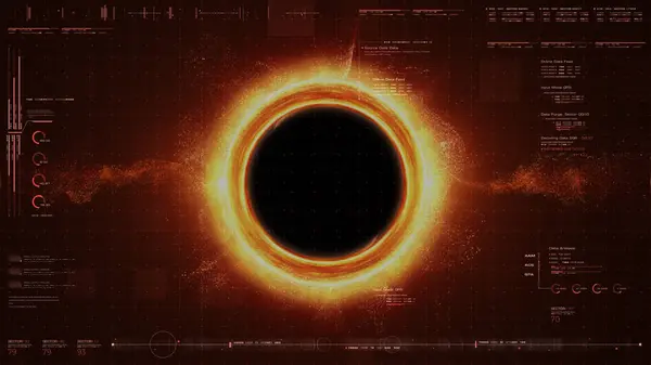 黑洞的未来主义头抬起来显示模拟 一个时空区域显示出如此强烈的引力效应 以至于没有任何东西能逃脱 — 图库照片