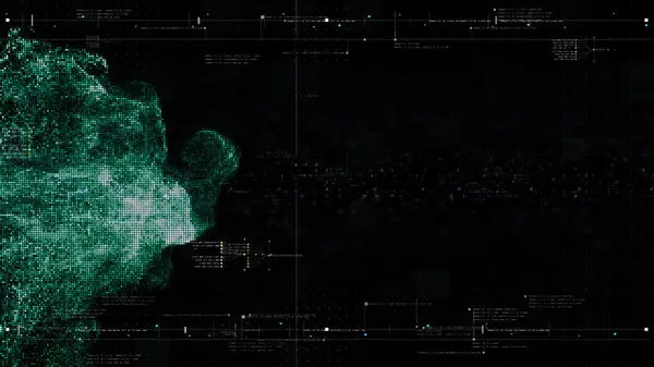 Futuristische Holographische Datensequenzsimulation Künstlicher Neuronaler Netzwerke Intelligenzanalyse Hintergrund Des Displays — Stockfoto