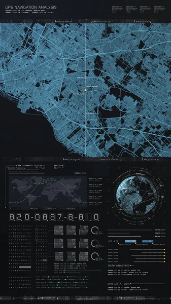 Futurisztikus Digitális Várostérkép Elrendezés Műholdas Gps Koordináta Keresés Célkövetés Interfész — Stock Fotó