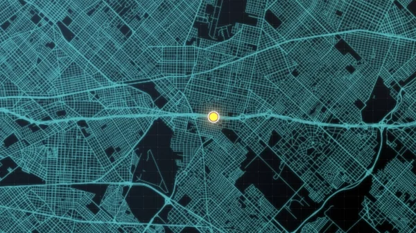 Futuristische Digitale Stadsplattegrond Lay Out Met Satelliet Gps Coördinaten Zoeken — Stockfoto