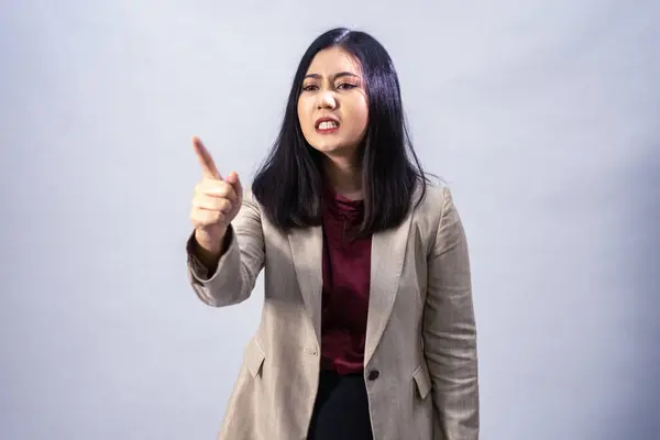 Portræt Ung Asiatisk Forretningskvinde Studie Shot Forretningskoncept Isoleret Baggrund - Stock-foto