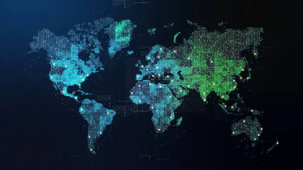 Futuristische Globale Hud Kommunikation Über Breitband Internetverbindungen Zwischen Städten Auf — Stockfoto