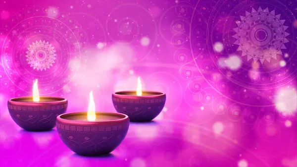 Diwali Deepavali或Dipawali是印度教流行的灯会 象征着 光明战胜黑暗 善战胜邪恶 知识战胜无知 的精神胜利 背景装饰 — 图库照片