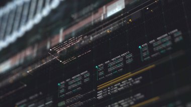 Gelişmiş veri matrisi simülasyon UI 'si, birbirine bağlı veri matrisi bilgi ağlarının dinamik ve sürükleyici bir görüntüsüyle son teknoloji dijital ortama sahip.