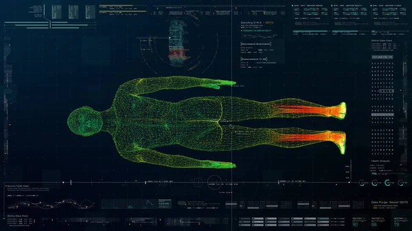 Futuristic Head Display Motion Element Virtual Biomedical Holographic Human Body — Stock Photo, Image