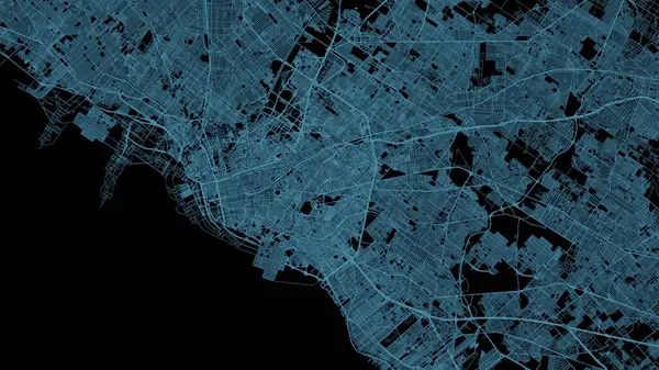 Futuristisk Digital Stadskarta Layout Med Satellit Gps Koordinatsökning Och Mål — Stockfoto