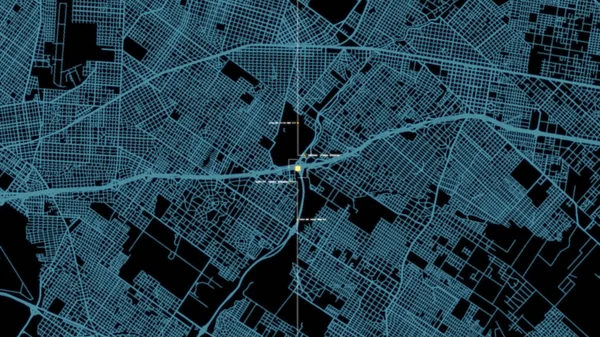 Futuristisches Digitales Stadtplan Layout Mit Satelliten Gps Koordinatensuche Und Zielverfolgung — Stockfoto