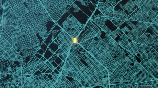 衛星Gps座標の検索およびターゲット追跡が付いている未来的なデジタル都市の地図のレイアウト 背景表示のためのデータ テレメトリ情報が付いているインターフェイス頭部の表示画面 — ストック写真