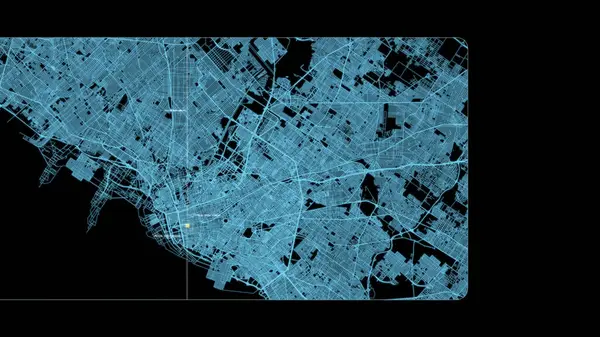Futuristisches Digitales Stadtplan Layout Mit Satelliten Gps Koordinatensuche Und Zielverfolgung — Stockfoto