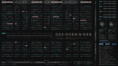 Gelişmiş veri matrisi simülasyon UI 'si, birbirine bağlı veri matrisi bilgi ağlarının dinamik ve sürükleyici bir görüntüsüyle son teknoloji dijital ortama sahip.