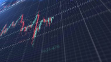 İş dünyası borsası, ticaret, animasyon grafikleri, grafikleri ve veri sayıları içgörü analizi ile bilgi grafiği iş toplantısı için monitör ekranında gösterilecek.