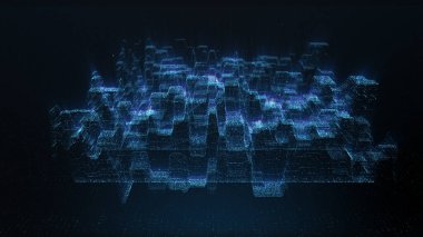 3D Görüntüleme Dijital Siber Şehir Parçacıkları HUD Arkaplan