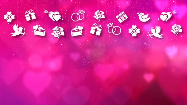 Happy Valentine Motyw Dekoracji Ruchu Cząstek Animacji Upuść Ikony Graficzne — Zdjęcie stockowe
