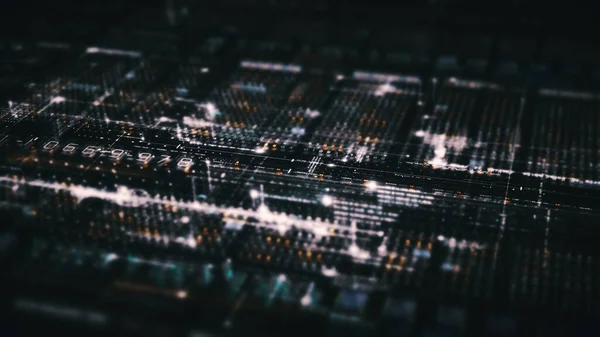 Illustration Futuristiska Digitala Matris Partiklar Rutnät Virtuell Verklighet Abstrakt Cyberrymden — Stockfoto