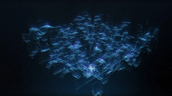 Renderização Digital Cibernética Cidade Partículas Hud Fundo — Fotografia de Stock