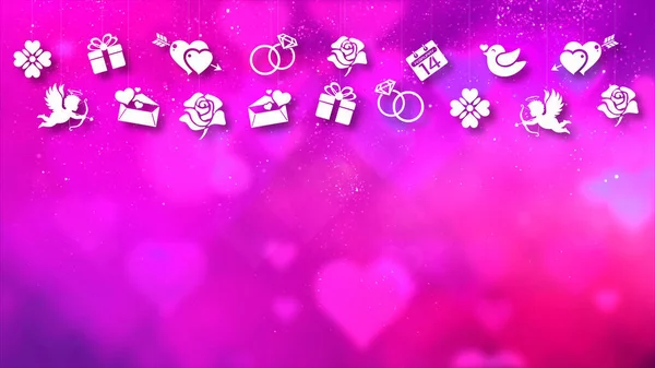 Glad Valentine Tema Dekoration Rörelse Partiklar Animation Med Drop Grafiska — Stockfoto