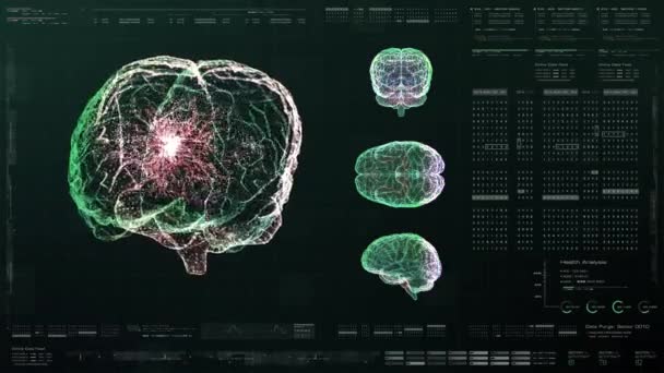 Orvosi Koncepció Illusztráció Futurisztikus Head Kijelző Virtuális Holografikus Agyi Scan — Stock videók