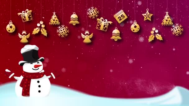 Animație Crăciun Anul Nou Pictograme Grafice Jos Asociate Peisajul Sezonier — Videoclip de stoc