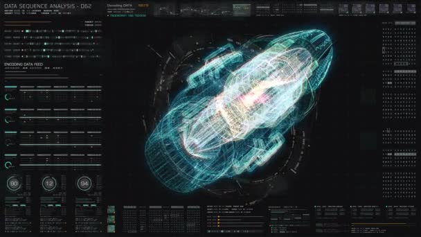 Visualización Interfaz Usuario Futurista Pantalla Frontal Con Máquina Electromagnética Holográfica — Vídeo de stock