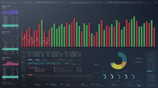 Interaktiv Grafik Animerade Diagram Och Datadrivna Insikter Bildskärm För Ett — Stockvideo