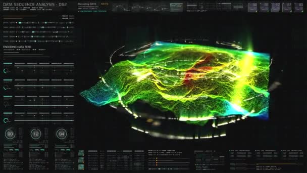 Illustration Rendering Futuristic Holographic Terrain Environment Geomorphology Topography Digital Data — Stok Video