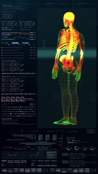 Futuristiska Rörelseelement Användargränssnitt Informationsteknik Virtuell Biomedicinsk Holografisk Människa Kropp Scan — Stockvideo