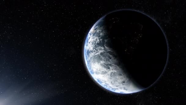 Une Simulation Cinématographique Tombant Vitesse Lumière Approchant Planète Terre Élément — Video